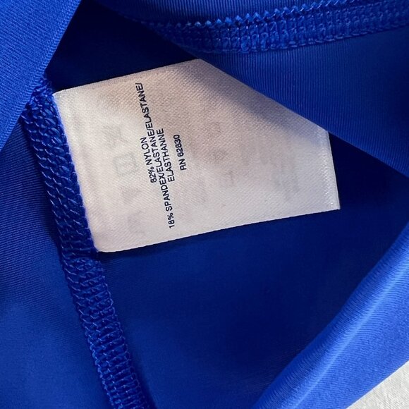 Lands' End Rash Guard Swim Top Youth L Short Sleeve Mock Neck Stretch Royal Blue - Picture 10 of 11